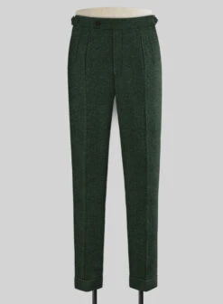 Bottle Green Herringbone Tweed Highland Trousers