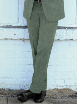 Naples Wide Herringbone Sage Green Tweed Suit -Elite Attire Store NaplesWideHerringboneSageGreenTweedsuitlook 4