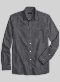 European Anchor Gray Linen Shirt -Elite Attire Store europeananchorgraylinenshirtfullsleevelook 1