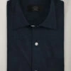 European Dark Blue Linen Shirt