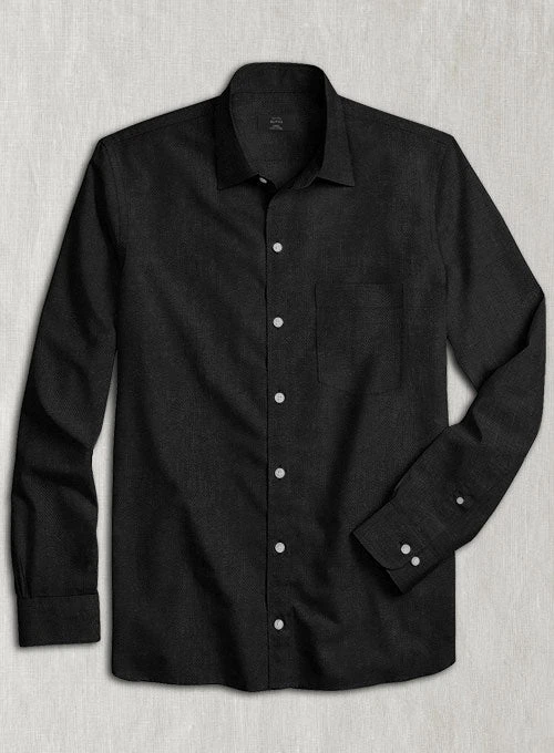 European Black Linen Shirt 4 European Black Linen Shirt - Image 2