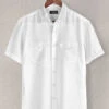 European White Linen Western Style Shirt -Elite Attire Store europwhitelinenwesternstyleshirtlook