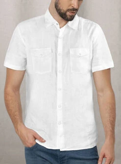 European White Linen Western Style Shirt -Elite Attire Store europwhitelinenwesternstyleshirtlook 1 71683a2c af16 41f6 bad1 17b4aecfb5a4