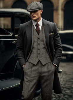 Thomas Shelby Peaky Blinders Gray Tweed Suit -Elite Attire Store grayherngeflckspeakyblindersuitlook 6
