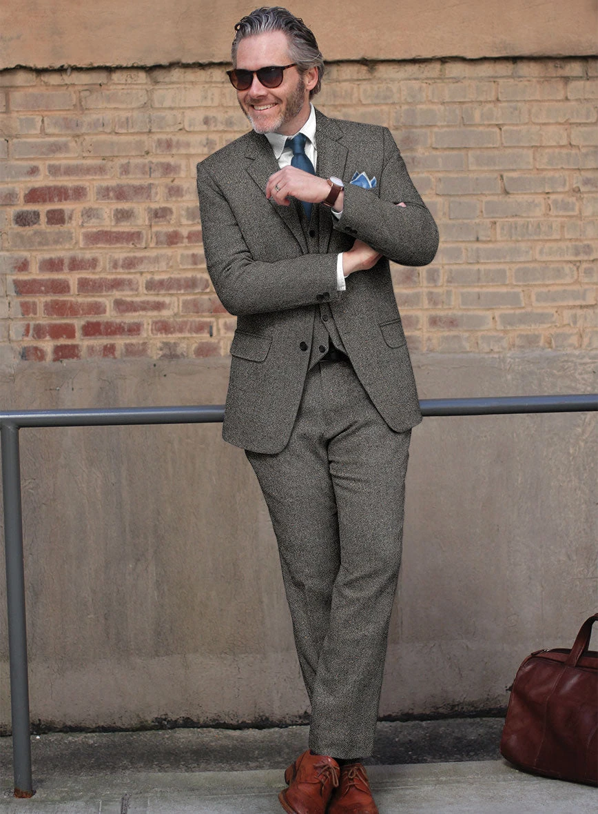 Gray Herringbone Flecks Donegal Tweed Suit 4 Gray Herringbone Flecks Donegal Tweed Suit - Image 2