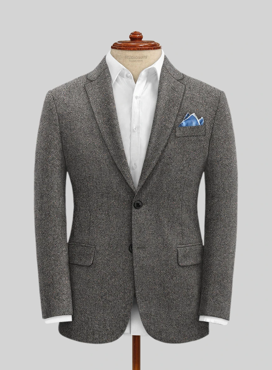 Gray Herringbone Flecks Donegal Tweed Suit 5 Gray Herringbone Flecks Donegal Tweed Suit - Image 3