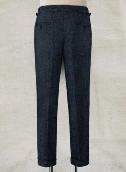 Harris Tweed Dark Blue Herringbone Highland Trousers -Elite Attire Store hartwddarkblueherringbonehightwdtroulook 1