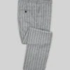 Italian Gray Stripe Cashmere Wool Pants -Elite Attire Store itagrystrecashmrwlpantlk
