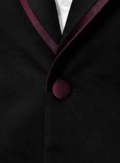 Italian Style Black Wool Tuxedo Suit - Wine Satin Trim II 13 Italian Style Black Wool Tuxedo Suit - Wine Satin Trim II -Elite Attire Store italblackstyletux 4