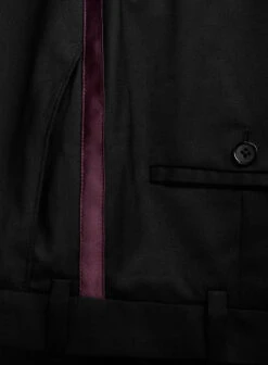Italian Style Black Wool Tuxedo Suit - Wine Satin Trim II 17 Italian Style Black Wool Tuxedo Suit - Wine Satin Trim II -Elite Attire Store italblackstyletux 7