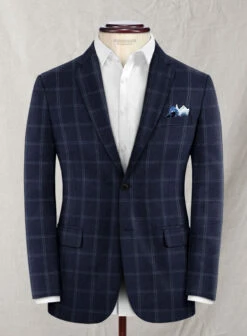 Reda Blue Checks Wool Suit -Elite Attire Store italianbluecheckswoolsuitlook 1