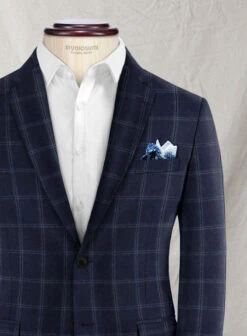 Reda Blue Checks Wool Suit -Elite Attire Store italianbluecheckswoolsuitlook 2
