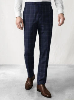 Reda Blue Checks Wool Suit -Elite Attire Store italianbluecheckswoolsuitlook 4