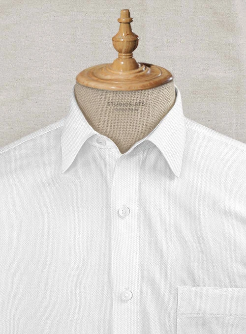 Italian Cotton Dobby Edvigo White Shirt 4 Italian Cotton Dobby Edvigo White Shirt - Image 2