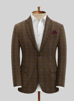 Italian Fiani Checks Tweed Suit -Elite Attire Store italianfianicheckstweedsuitlook 2
