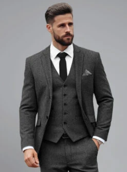 Italian Highlander Charcoal Herringbone Tweed Suit -Elite Attire Store italianhighlandercharcoalherringbonetweedsuitlk 4
