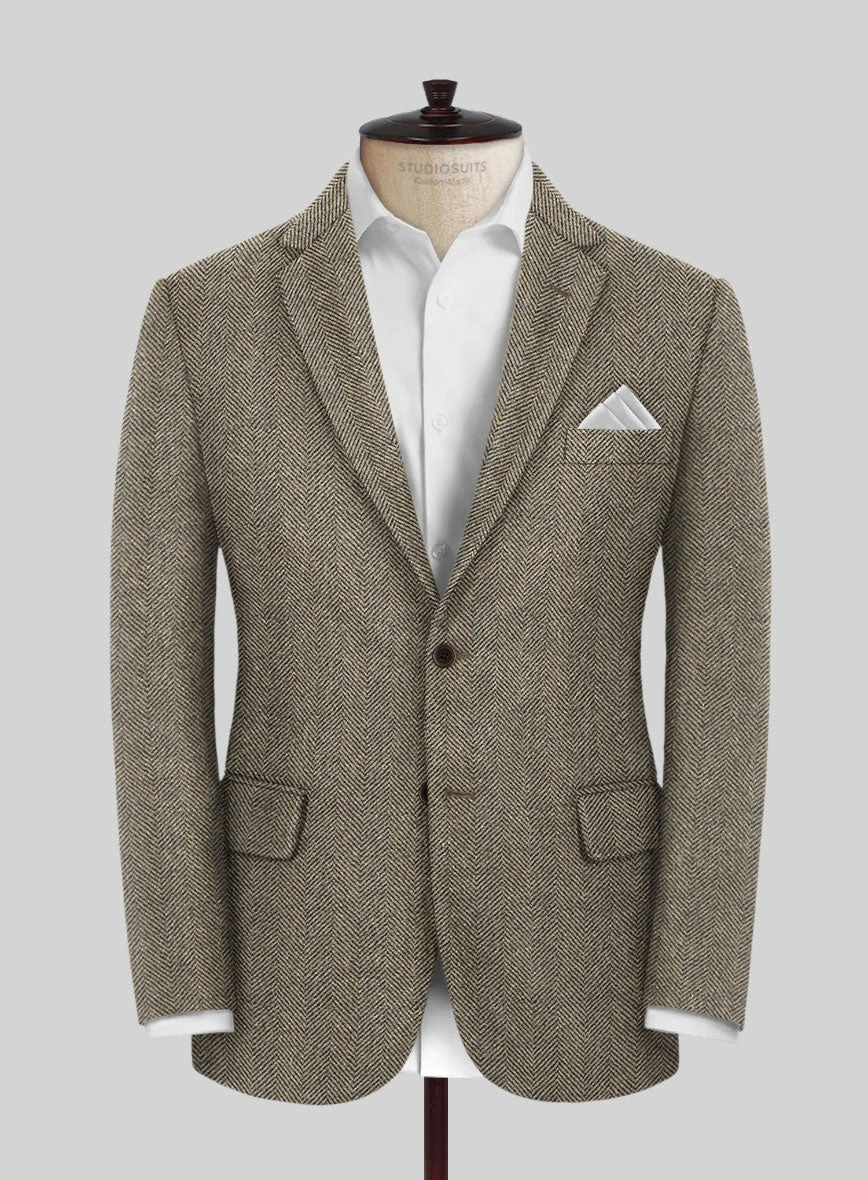 Italian Highlander Stone Beige Herringbone Tweed Suit 5 Italian Highlander Stone Beige Herringbone Tweed Suit - Image 3