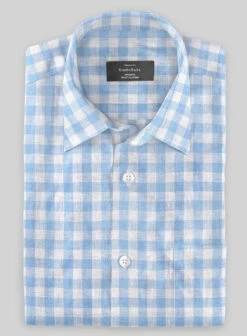 Italian Linen Mabel Blue Check Shirt