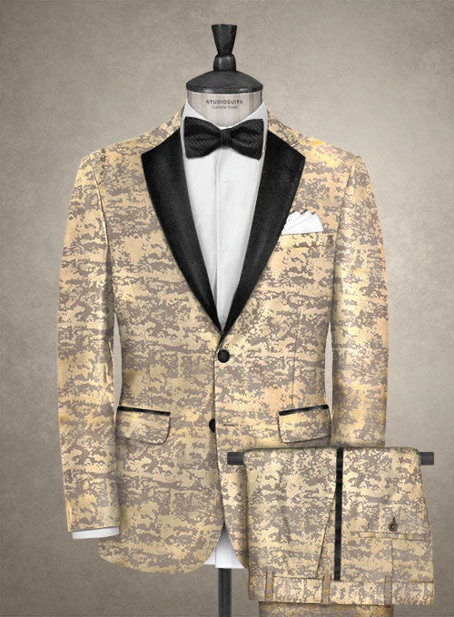Italian Silk Golden Tuxedo Suit 3 Italian Silk Golden Tuxedo Suit