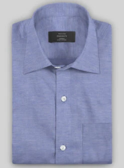 Italian Steel Blue Stretch Cotton Shirt