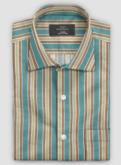 Italian Striped Gray Blue Summer Linen Shirt