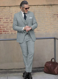 Italian Wide Herringbone Light Blue Tweed Suit -Elite Attire Store italianwdehrrngbnlghtblutweedsuit 2