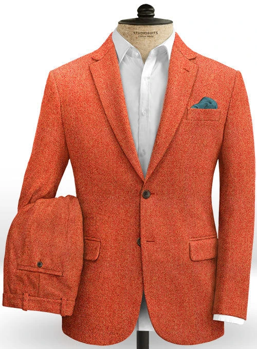 Italian Wide Herringbone Fire Tweed Suit 3 Italian Wide Herringbone Fire Tweed Suit