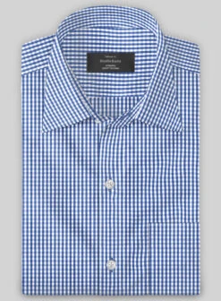 Italian Lombardo Gingham Yale Blue Checks Shirt