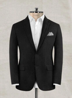 Italian Wool Cashmere Black Suit 9 Italian Wool Cashmere Black Suit -Elite Attire Store italwlcashblacksuitlook 1