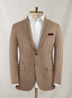 Italian Wool Cashmere Brown Stripe Suit -Elite Attire Store italwlcashbrownstripesuitlook 1