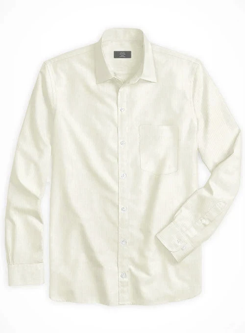 Ivory Herringbone Cotton Shirt 4 Ivory Herringbone Cotton Shirt - Image 2