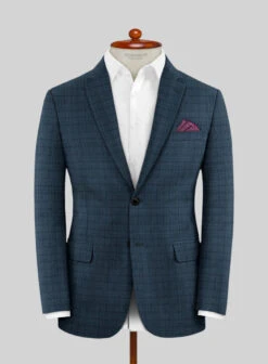 Lanificio Zegna Loop Sas Blue Checks Wool Suit -Elite Attire Store lanificiozegnaloopsasbluecheckswoolsuitlk 2