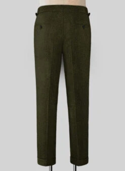 Naples Dark Green Highland Tweed Trousers -Elite Attire Store lhtwtdrkgreenhightwdtroulook 1