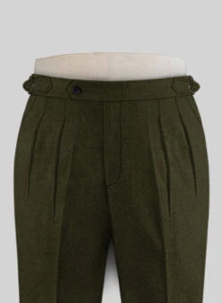 Naples Dark Green Highland Tweed Trousers -Elite Attire Store lhtwtdrkgreenhightwdtroulook 2