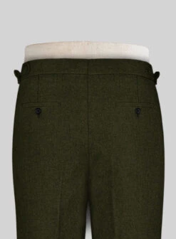 Naples Dark Green Highland Tweed Trousers -Elite Attire Store lhtwtdrkgreenhightwdtroulook 3