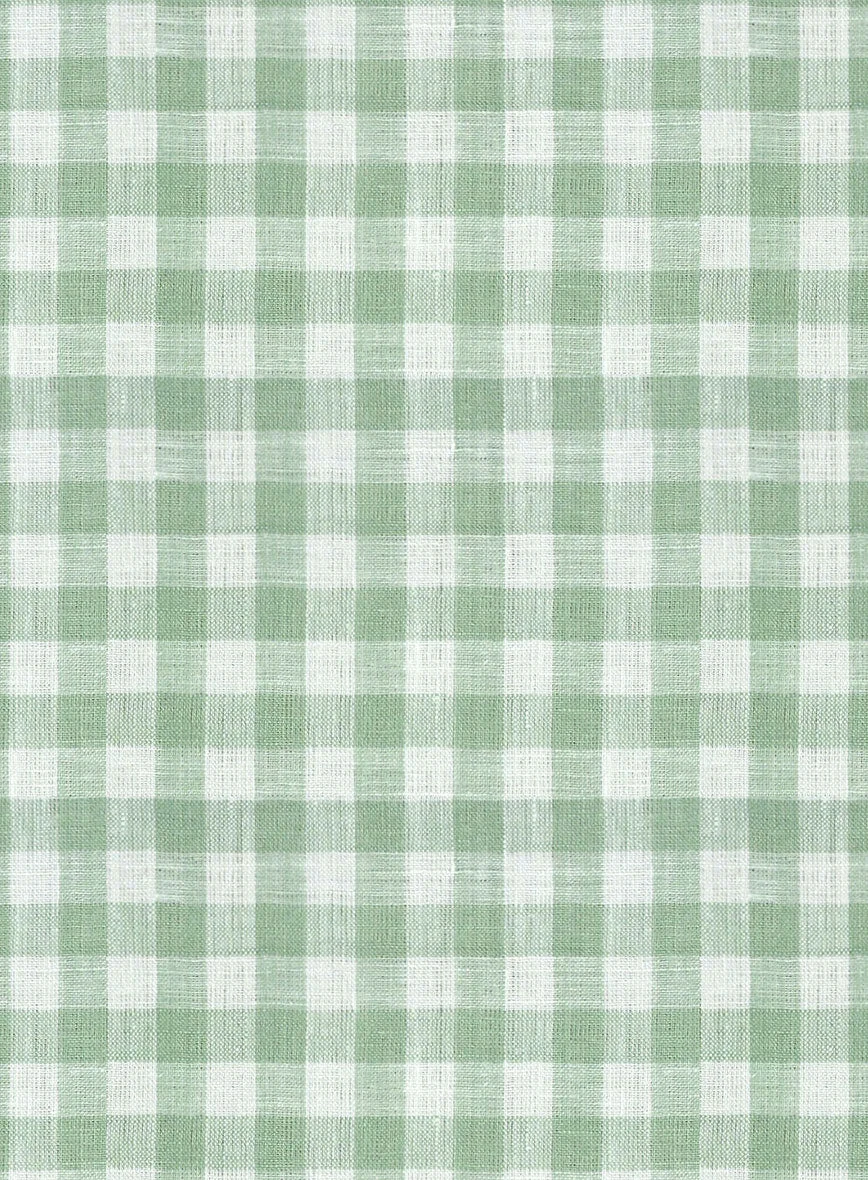 Light Green Checks Linen Shirt 5 Light Green Checks Linen Shirt - Image 3
