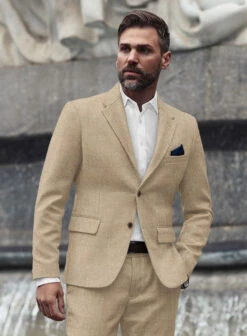 Naples Gondola Beige Tweed Suit -Elite Attire Store naplesgondolabeigetweedsuitlook 7