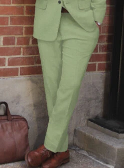 Naples Light Green Tweed Pants -Elite Attire Store napleslightgrntwdpantslook 1