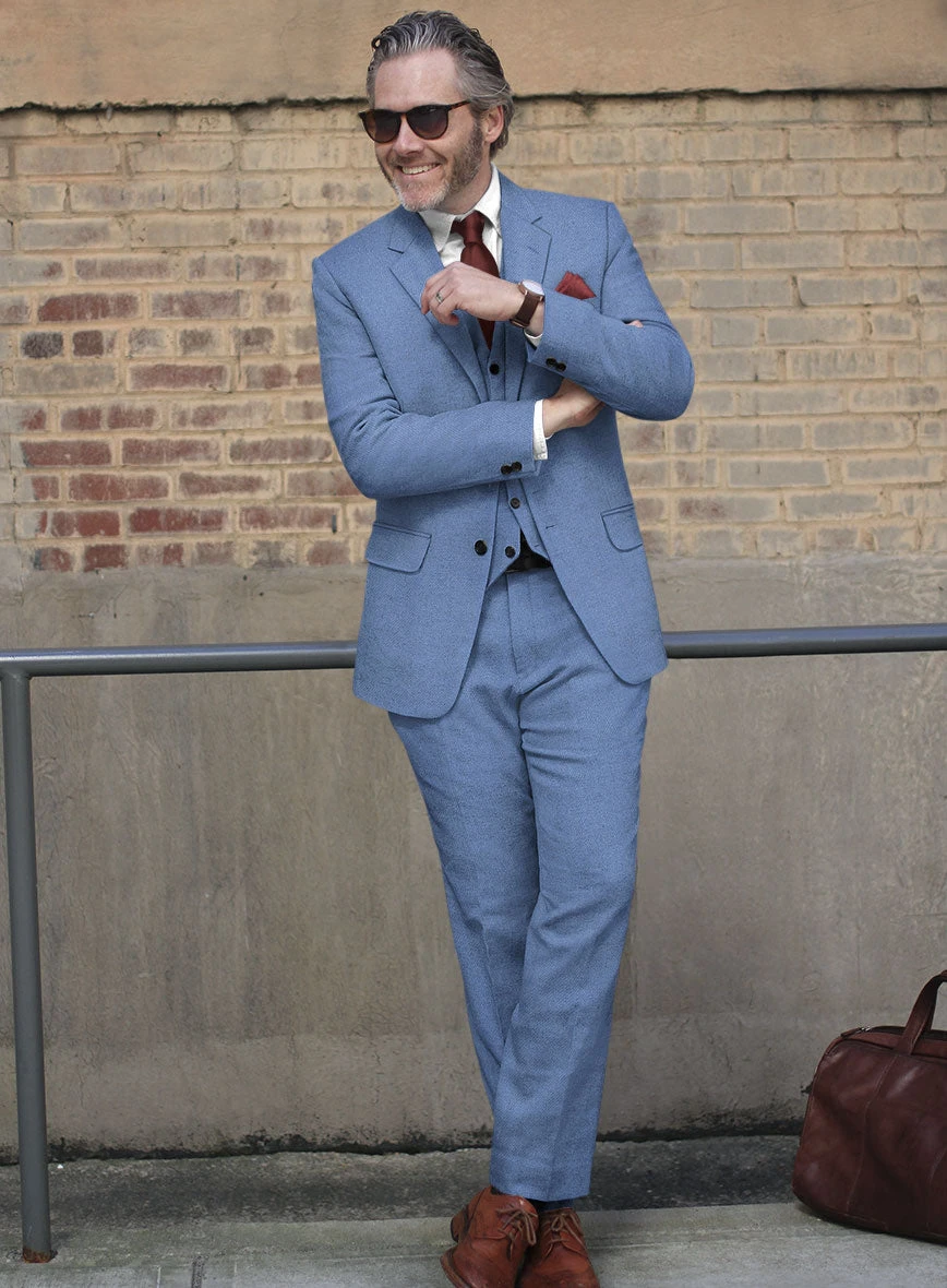Naples Retro Blue Tweed Suit 4 Naples Retro Blue Tweed Suit - Image 2