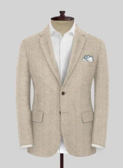 Naples Wide Herringbone Beige Tweed Suit -Elite Attire Store napleswideherringbonebeigetweedsuitlk 2