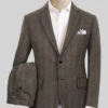 Naples Wide Herringbone Brown Tweed Suit -Elite Attire Store napleswideherringbonebrowntweedsuitlk