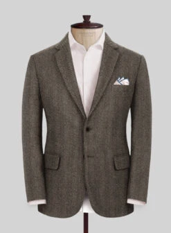 Naples Wide Herringbone Brown Tweed Suit -Elite Attire Store napleswideherringbonebrowntweedsuitlk 2