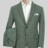 Naples Wide Herringbone Sage Green Tweed Suit -Elite Attire Store napleswideherringbonesagegreentweedsuitlook