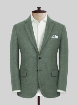 Naples Wide Herringbone Sage Green Tweed Suit -Elite Attire Store napleswideherringbonesagegreentweedsuitlook 2