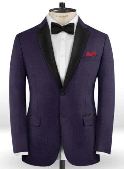 Napolean Eggplant Wool Tuxedo Suit -Elite Attire Store napoleaneggplantwooltuxedosuitlook 1