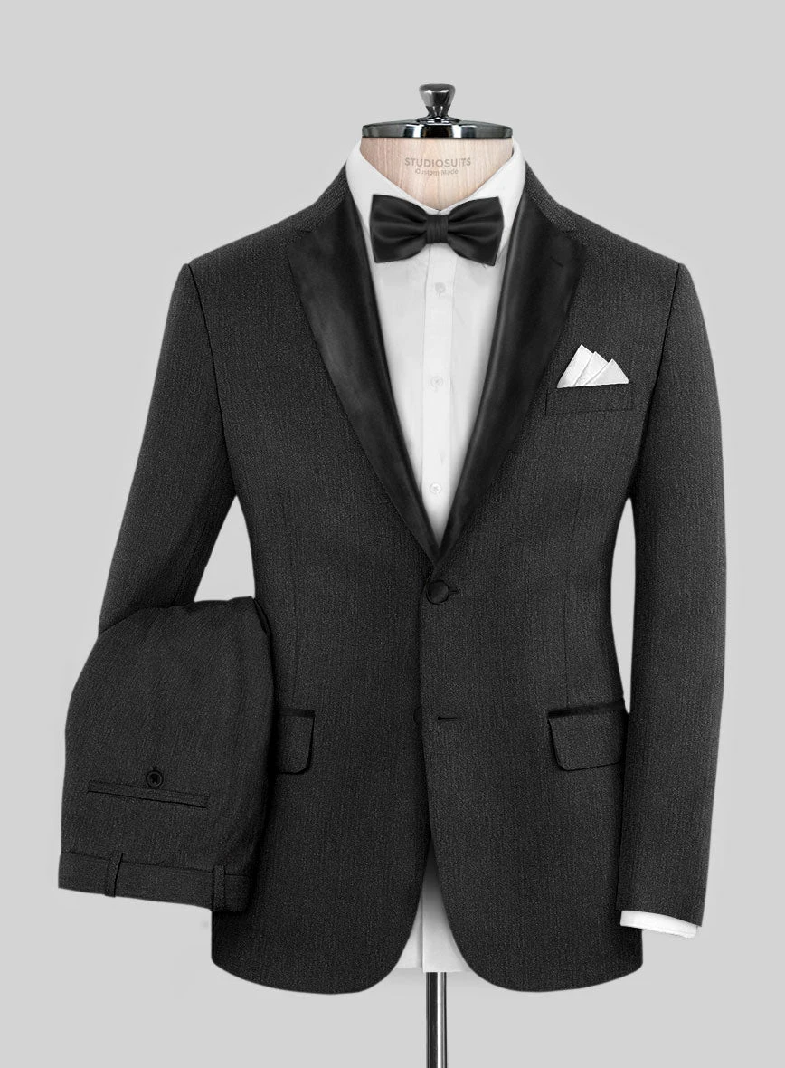 Napolean English Dark Charcoal Wool Tuxedo Suit 3 Napolean English Dark Charcoal Wool Tuxedo Suit