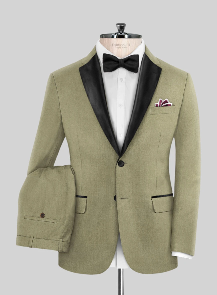 Napolean Light Khaki Wool Tuxedo Suit 3 Napolean Light Khaki Wool Tuxedo Suit