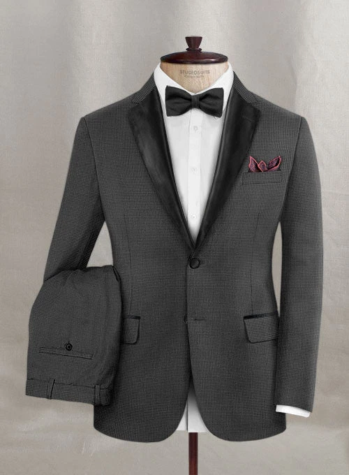Napolean Mini Houndstooth Gray Wool Tuxedo Suit 3 Napolean Mini Houndstooth Gray Wool Tuxedo Suit