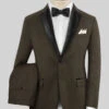 Napolean Mud Brown Wool Tuxedo Suit -Elite Attire Store napoleanmudbrownwooltuxedosuitlook