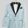 Napolean Stretch Coral Blue Wool Tuxedo Suit -Elite Attire Store napoleanstretchcoralbluwooltuxedosuit